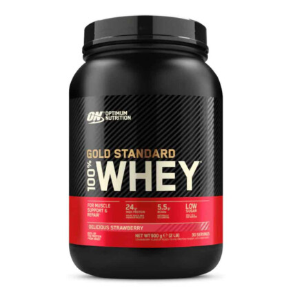 100% Whey Gold Standart 907g 2lbs Morango Optimum Nutrition