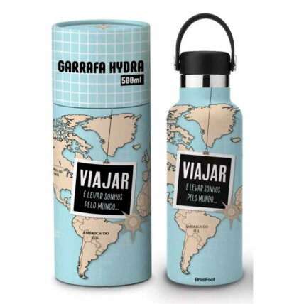 Garrafa Termica Hydra Viajar Pelo Mundo 500ml Brasfoot