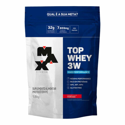 TOP WHEY 3W REFIL 1.8KG MORANGO MAX TITA